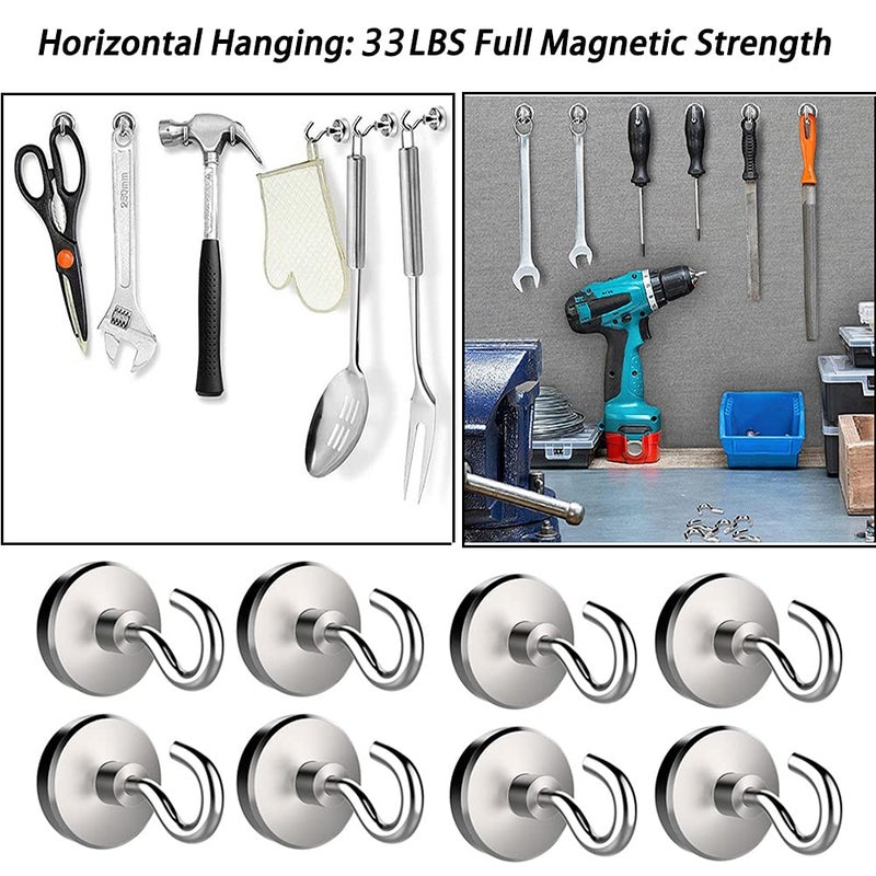 Elefama 100LB Magnetic Hooks Heavy Duty for Hanging BBQ Grill Utensils Tools Coat Wreaths Outdoor Strong Neodymium Rare Earth Magnets Hook Hangers for Refrigerator Locker Cruise Cabins - Image 4